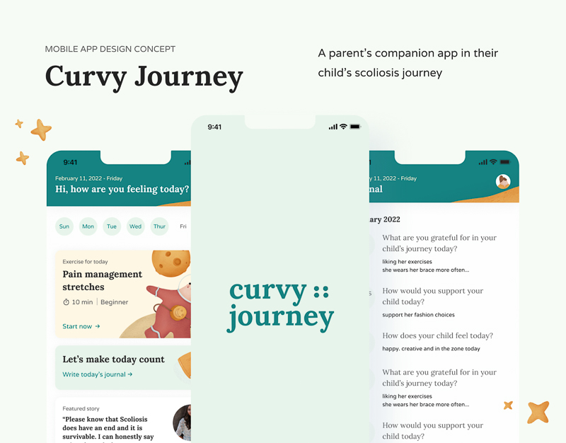 Mockup screen for the Curvy Journey concept